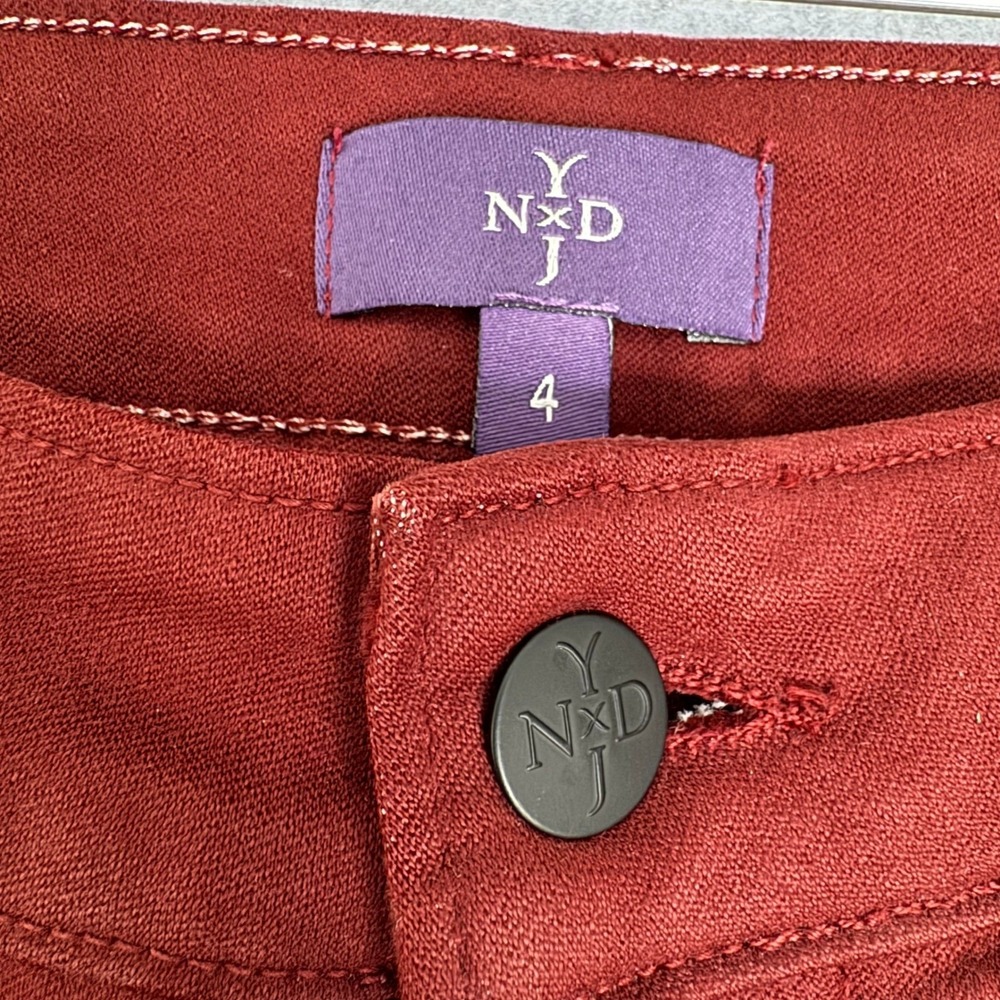 NYDJ Legging Jeans Women's 4 Burgundy Wine Stretch Skinny Made USA Soft Denim - Picture 3 of 11